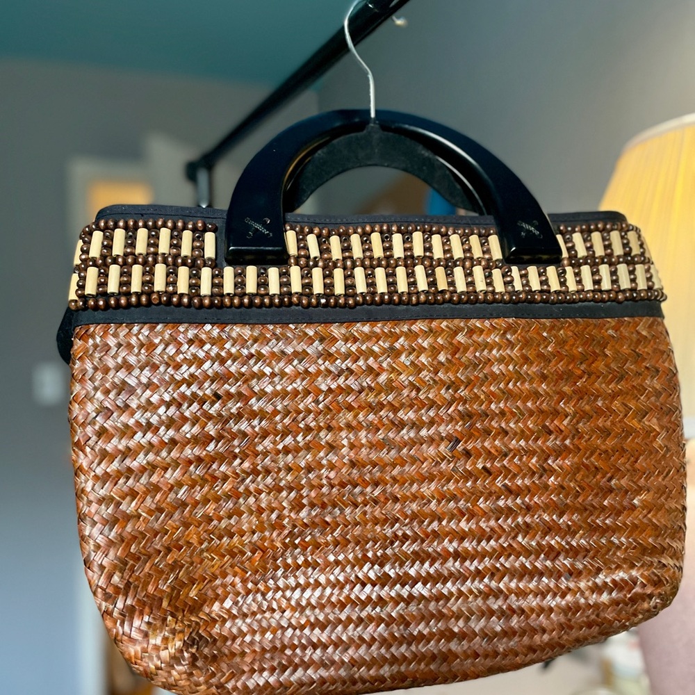 Elegant Brown Woven Handbag